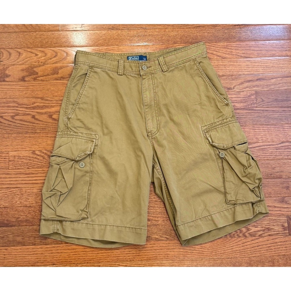 Vintage Polo Ralph Lauren Cargo Shorts Mens 35 Brown 10" Twill Military Fatigue
